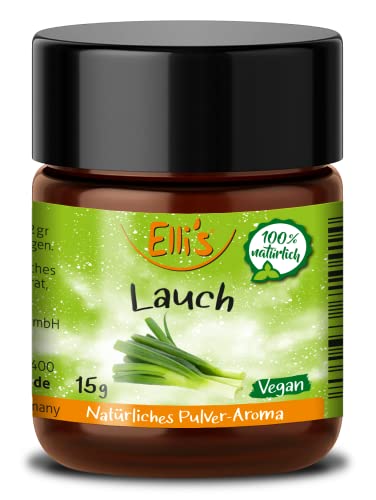 Ellis Aromen Lauch NATÜRLICHES PULVER Lebensmittelaroma | Aromakonzentrat aus 100 % Veganen und Natürlichen Ursprung | für Lebensmittel und Getränke, wie zum Backen und Kochen | 10 g von Elli´s