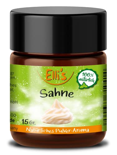 Ellis Aromen Sahne NATÜRLICHES PULVER Lebensmittelaroma | Aromakonzentrat aus 100 % Veganen und Natürlichen Ursprung | für Lebensmittel und Getränke, wie zum Backen und Kochen | 10 g von Elli´s