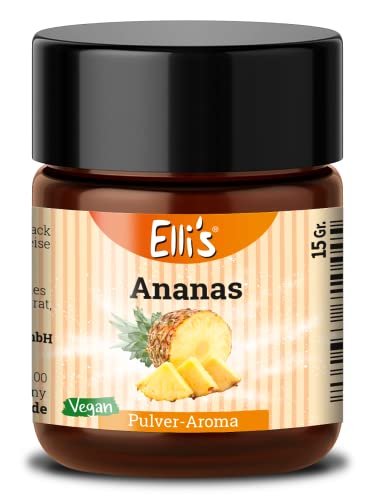 Ellis Aromen Ananas PULVER Lebensmittelaroma | Vegan und kalorienarm | für Lebensmittel und Getränke, wie zum Backen und Kochen | 10 g von Elli´s