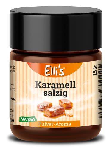 Ellis Aromen Karamell salzig PULVER Lebensmittelaroma | Vegan und kalorienarm | für Lebensmittel und Getränke, wie zum Backen und Kochen | 10 g von Elli´s