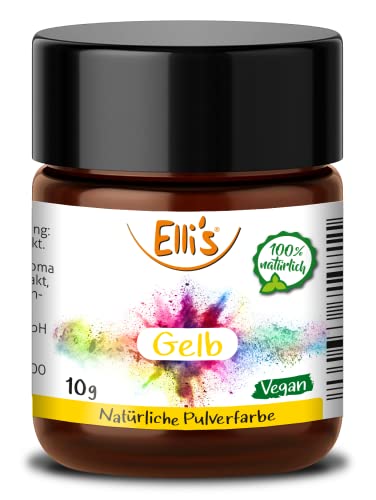 Pulver Lebensmittelfarbe Gelb - Vegan und 100% natürlich, für Backwaren und Süßspeisen, universell für Lebensmittel einsetzbar, auch zum Färben von Flüssigkeiten von Elli´s