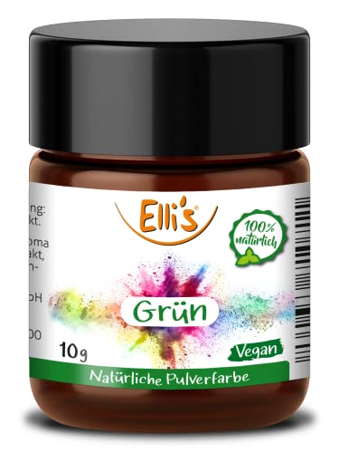 Pulver Lebensmittelfarbe Grün - Vegan und 100% natürlich, für Backwaren und Süßspeisen, universell für Lebensmittel einsetzbar, auch zum Färben von Flüssigkeiten von Elli´s