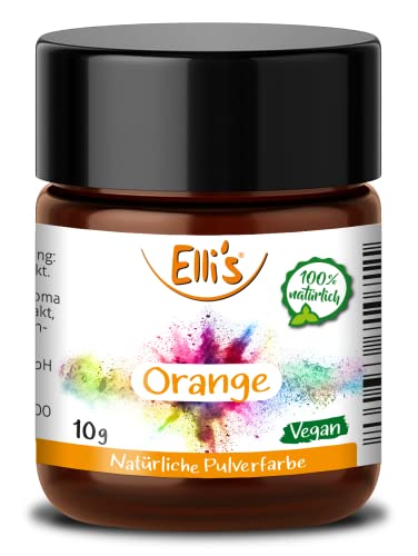 Pulver Lebensmittelfarbe Orange - Vegan und 100% natürlich, für Backwaren und Süßspeisen, universell für Lebensmittel einsetzbar, auch zum Färben von Flüssigkeiten von Elli´s