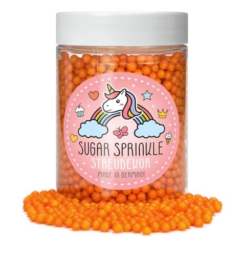 Sugar Sprinkles Tortendeko Streudekor - Orange Perlen - 4 mm von Elli´s