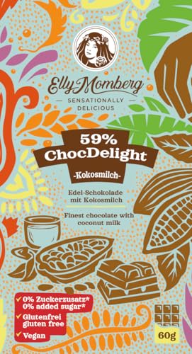 Elly Momberg - ChocDelight 59% Kokosmilch Edel-Schokolade 60 g - Vegan, ohne Zuckerzusatz - 3er Pack von Elly Momberg