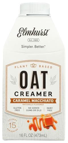 Elmhurst 1925 Caramel Macchiato Oat Creamer – Vegane Kaffeesahne mit feiner Karamellnote – Cremig und vielseitig – Perfekt für Kaffee, Tee, Desserts und mehr – 473 ml von Elmhurst