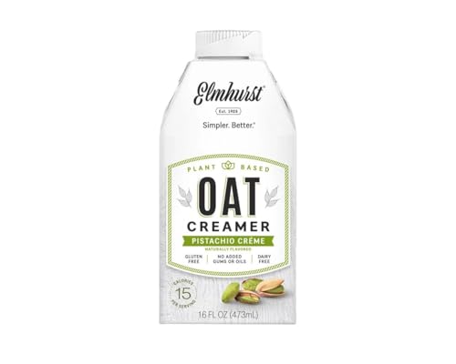 Elmhurst 1925 Pistachio Creme Oat Creamer – Vegane Hafer-Kaffeesahne mit Pistaziennote – Cremig und vielseitig – Perfekt für Kaffee, Tee, Smoothies und Backrezepte – 473 ml von Elmhurst