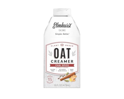 Elmhurst 1925 Chai Spice Oat Creamer – Vegane Hafer-Kaffeesahne mit würziger Chai-Note – Cremig und vielseitig – Perfekt für Chai Latte, Tee und Kaffee – 473 ml von Elmhurst