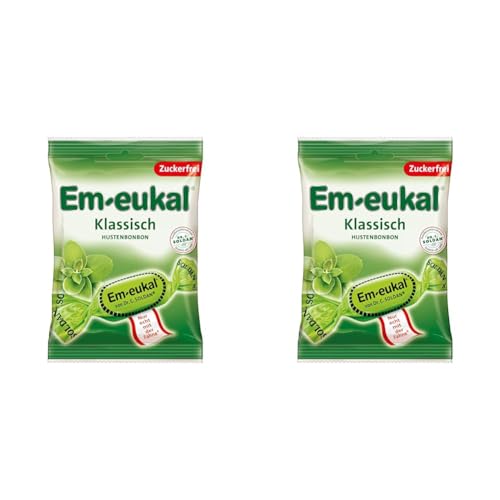 Em-eukal Klassisch Hustenbonbon zuckerfrei 75g – Der Klassiker mit Eukalyptusöl und Menthol sorgt für den ganz besonderen Geschmack – Höchste Premiumqualität (1 x 75g) (Packung mit 2) von Em-eukal