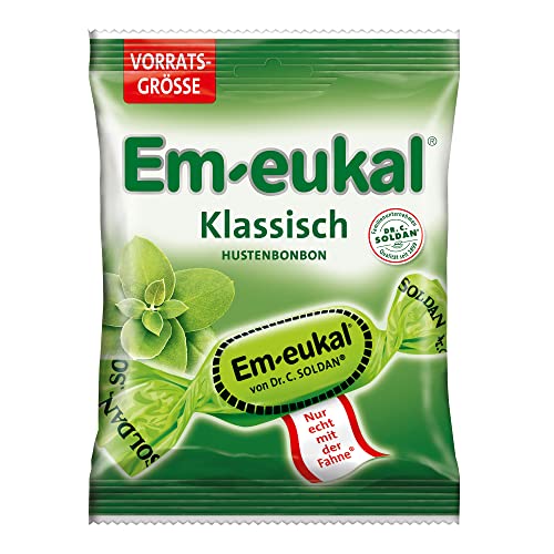 Em-eukal Klassisch Hustenbonbon zuckerhaltig Großbeutel 150g – Der Klassiker mit Eukalyptusöl und Menthol sorgt für den ganz besonderen Geschmack – Höchste Premiumqualität (1 x 150g) von Em-eukal