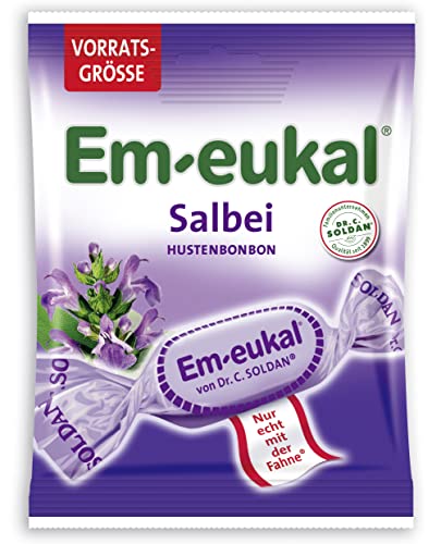 Em-eukal Salbei Hustenbonbon zuckerhaltig Großbeutel 150g – Aromatisch und kräuterig-frisch mit feinem Salbeiextrakt und hochwertigen ätherischen Ölen – Mit Vitamin C (1 x 150g) von Em-eukal
