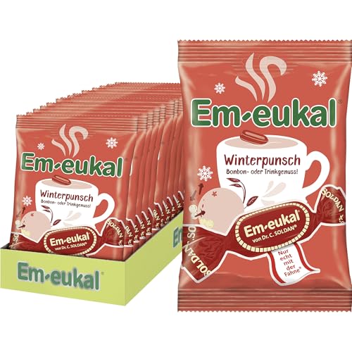 Em-eukal Winter Edition Winterpunsch 1350g – Fruchtige Bonbons mit dem Geschmack von winterlichem Punsch, alkoholfrei, laktosefrei – Ideal für den Winter, 15 x 90 g von Em-eukal