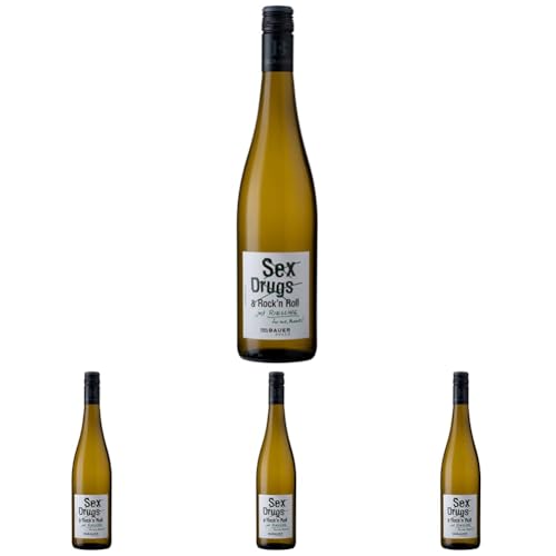 Emil Bauer Riesling "No Sex, Drugs & Rock'n' Roll", Trockener Weißwein aus der Pfalz (1 x 0.75l) (Packung mit 4) von Emil Bauer