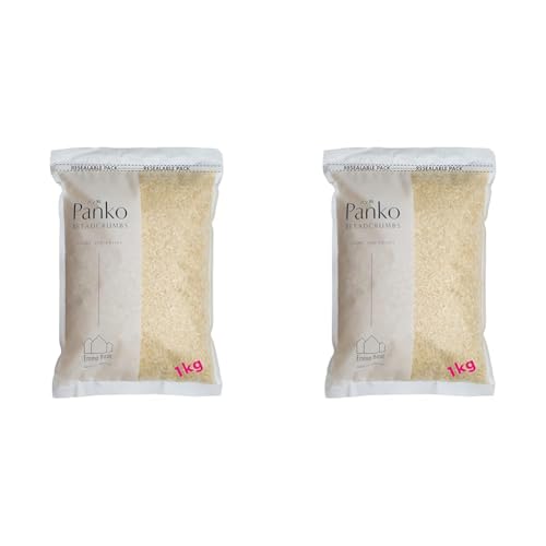 Emma Basic Panko Paniermehl 10 mm Super Premium 1kg Beutel, Lange Nadel -Form, Weniger ölig, Extra knusprig, Japanischer Stil, Kein Palmöl, keine Zusatzstoffe (Packung mit 2) von Emma Basic