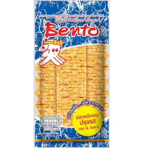 Bento Thailändischer Getrockneter Tintenfisch Meeresfrüchte Thai Snack, Hot & Spicy (Blau) 18 g x 1 Beutel von EmoBug