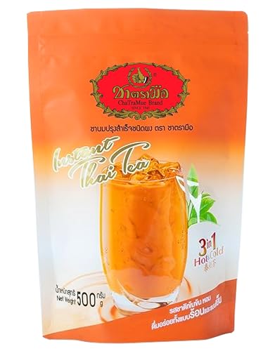 Cha Tra Mue 3 in 1 Instant Thai Tee mit Milch und Zucker Eistee, Thai Tea 1 x 500 g (1er Pack) von EmoBug