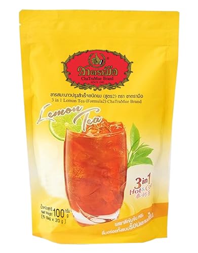 Cha Tra Mue Instant 3 in 1 Thai Tee Tea Eistee Mix Pulver, Zitronentee 5 x 20 g (1er Pack) von EmoBug