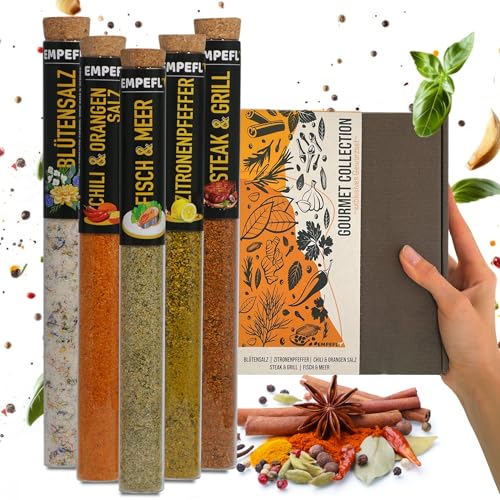 Universelles Gewürze-Set für kreative Kochabende – Geschenkset mit 5 Gewürzmischungen für Fisch, Pasta, Steak & BBQ | Perfekte Geschenkidee für Paare & Familien, inkl. eBook von Empefly