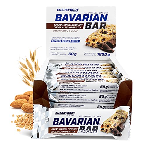 Energybody® Bavarian Bar Haferriegel "Kakao-Mandel-Krokant" 24x50g / Energieriegel als Oatsnack / Powerriegel Flapjack als Sportnahrung / Haferflocken Riegel, Kohlenhydrate Riegel als Sportlernahrung von Energybody