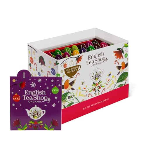 ETS - BIO Tee Adventskalender 2024 "Christmas Countdown" weiß | Weihnachtskalender mit 24 Bio Tee Sorten | Perfekter Büro Adventskalender oder Geschenk von English Tea Shop