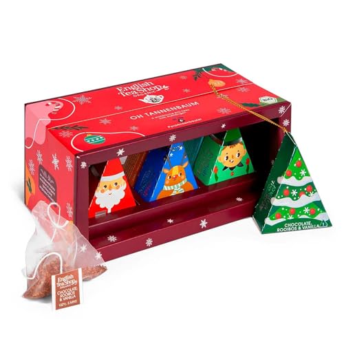 ETS - BIO Wintertee Box "Oh Tannenbaum", Tee Geschenk und Weihnachtsdeko, Wichtelgeschenk, Geschenkanhänger, 6 Pyramidenbeutel von English Tea Shop