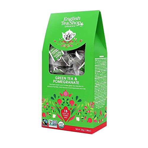 ETS - Grüner Tee Granatapfel, BIO, Fairtrade, 15 Pyramiden-Beutel in Papierbox von English Tea Shop