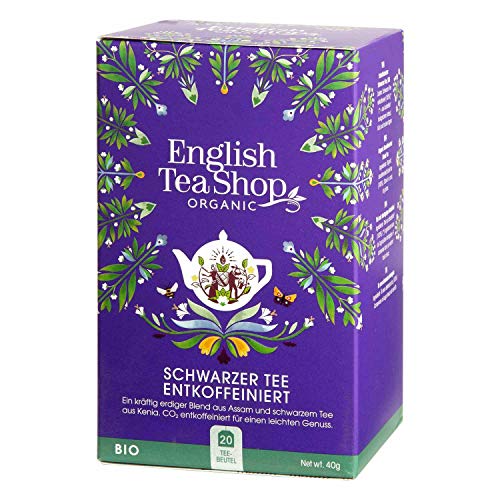 ETS - Schwarzer Tee ENTKOFFEINIERT, koffeinfreier Tee, BIO, 20 Teebeutel von English Tea Shop