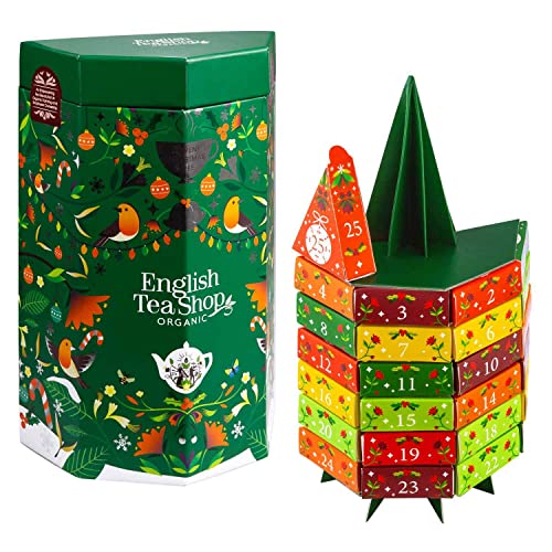 ETS Tee Adventskalender "Tannenbaum" 2024 | zum Aufstellen | 25 BIO-Weihnachtstees | kompostierbare Pyramidenbeutel | 13 verschiedene Teesorten von English Tea Shop