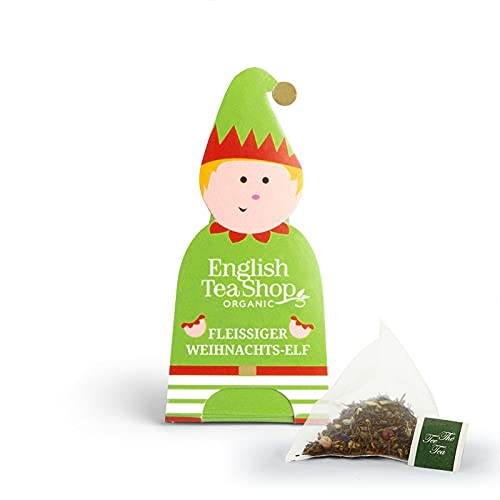 ETS - Tee-Pyramide "Fleißiger Weihnachts-Elf", Tee-Geschenk, zum Wichteln, Adventskalender-Füllung, BIO-Wintertee Rooibos Exotische Früchte von English Tea Shop