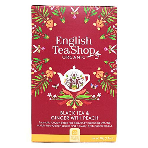 English Tea Shop Bio-Schwarztee mit pikantem Ingwer und duftendem Pfirsich-Tee aus Sri Lanka - 3 x 20 Beutel (120 Gramm) von English Tea Shop