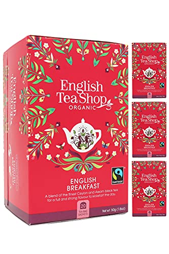 English Tea Shop Englisches Frühstück Fairtrade & Bio/Ceylon Schwarzer Tee Bio-Englisch und Fairtrade-Frühstück Premiata Tee-Sammlung Hand gepflückt von Sri Lanka - 3 x 20 Sachets (120 Gramm) von English Tea Shop