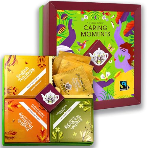 ETS Teegeschenk Box "Caring Moments" | Ayurveda Kräuter Tee Probierset & Beauty Geschenk | 4 Tee-Sorten | BIO | 32 Teebeutel von English Tea Shop