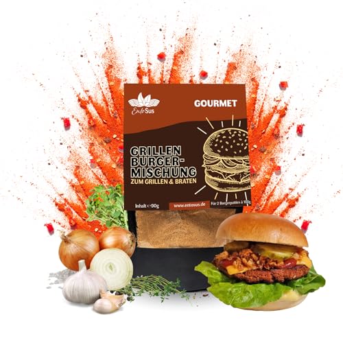 EntoSus - Grillen Hack und Grillen Burgermischung | Hackfleisch, Fleischersatz, Burger Patties, Proteinreich, nachhaltig, lokal produziert in Deutschland (Grillen Burgermischung, 1 x 90g) von EntoSus