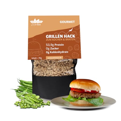 EntoSus - Grillen Hack und Grillen Burgermischung | Hackfleisch, Fleischersatz, Burger Patties, Proteinreich, nachhaltig, lokal produziert in Deutschland (Grillen Hack, 1 x 70g) von EntoSus