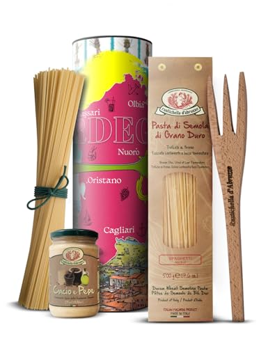 Italienische Geschenkbox Sardinien – Geschenkrolle gefüllt mit Spaghetti, Sauce, Holzgabel & Rezept – Italien Geschenkidee für Weihnachten, Geburtstag oder kleines Geschenk (Käse-Sauce) von Epic Earth NOURISH YOUR SOUL