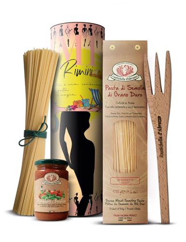 Italienische Geschenkbox Rimini – Geschenkrolle gefüllt mit Spaghetti, Sauce, Holzgabel & Rezept – Italien Geschenkidee für Weihnachten, Geburtstag oder kleines Geschenk (Tomaten-Basilikumsauce) von Epic Earth NOURISH YOUR SOUL