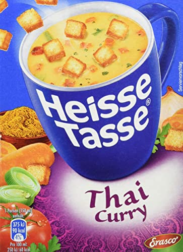 Heisse Tasse Thai-Curry mit Knusper-Croûtons á 3 Beutel á 0,15 l, 9er Pack (9 x 450 ml) von Erasco Heisse Tasse
