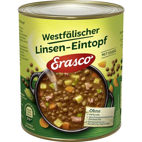 ERASCO Westfälischer Linsen-Eintopf (6 x 800g), In rund 5 Minuten fertig – Mit entereifem Gemüse – Ohne Schnickschnack – Einfach lecker von Erasco