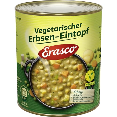 Erasco Erbsen-Eintopf vegetarisch (6 x 800g) In rund 5 Minuten fertig – Mit viel Gemüse – Ohne Schnickschnack - Einfach lecker von Erasco