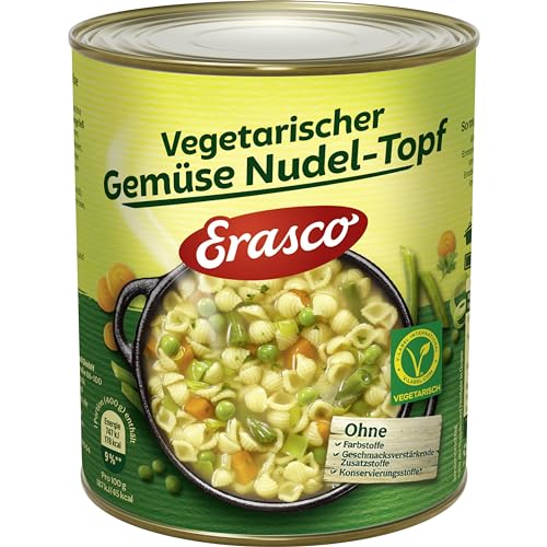Erasco Gemüse Nudel-Topf vegetarisch 800g (6er Pack) In rund 5 Minuten fertig – Mit viel Gemüse – OhneSchnickschnack - Einfach lecker von Erasco