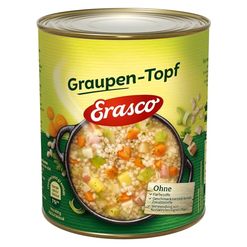 Erasco Graupen-Topf mit Gemüse und Schweinefleisch (1 x 800g), In rund 5 Minuten fertig – Herzhaft und deftig – Einfach lecker von Erasco