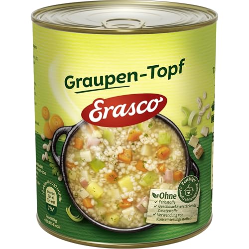 Erasco Graupen-Topf mit Gemüse und Schweinefleisch (1 x 800g), In rund 5 Minuten fertig – Herzhaft und deftig – Einfach lecker von Erasco