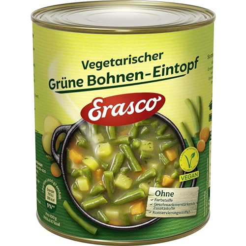 Erasco Grüne Bohnen-Eintopf vegetarisch (6 x 800g) In rund 5 Minuten fertig – Mit viel Gemüse – Ohne Schnickschnack - Einfach lecker von Erasco