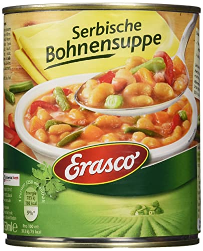 Erasco Serbische Bohnensuppe (1 x 750 ml), In rund 5 Minuten fertig – Mit viel Gemüse und Speck – Ohne Schnickschnack - Natürlich lecker von Erasco