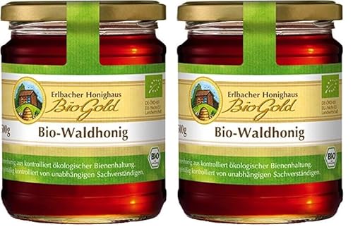 Bio-Waldhonig Erlbacher Honighaus BioGold 500g flüssig – Kräftig, dunkler Waldhonig aus ökologischer Bienenhaltung (1 x 500g) (Packung mit 2) von Erlbacher Honighaus