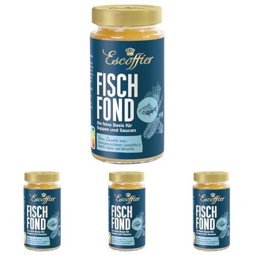 Escoffier - Fischfond , Für köstliche gewürzte Gerichte und raffinierte Saucen , Ohne Geschmacksverstärker, Farbstoffe oder Palmfett , Gluten und laktosefrei , 1 x 400 ml (Packung mit 4) von Escoffier