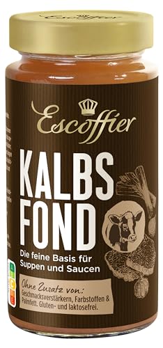 Escoffier - Kalbsfond , Ideal, würzige Basis für Suppen und Saucen , Ohne Geschmacksverstärker, Farbstoffe oder Palmfett , Gluten und laktosefrei , 1 x 400 ml (Packung mit 10) von Escoffier