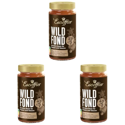 Escoffier - Wildfond , Tafelfertiger Fond zur Zubereitung verschiedener Wild-Gerichte , Ohne Geschmacksverstärker, Farbstoffe oder Palmfett , Gluten und laktosefrei , 1 x 400 ml (Packung mit 3) von Escoffier