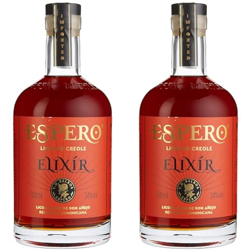 Espero I Creole Elixir I 700 ml I 34% Volume I Brauner Anejo Rumlikör (Packung mit 2) von Espero