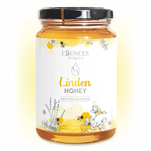 Essences Bulgaria Lindenblüten Honig 450 GR | Naturbelassen | Höchste Qualität | 100% Reinheit | Ohne Zusatzstoffe | Purer Bienenhonig | Ohne Gentechnik | Gluten Frei 450gr. von Essences Bulgaria